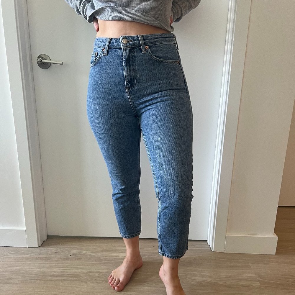 Topshop Moto High Waisted Straight Ankle Grazer Jeans, W28 L 30